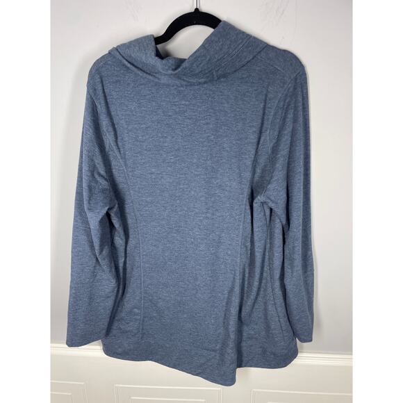 Free Country, Size XXL, Blue Snap Jacket Sweatshirt, Pockets, Flattering Seams - Picture 5 of 7